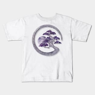 Enso Zen Circle Amethyst Bonsai Tree Kids T-Shirt